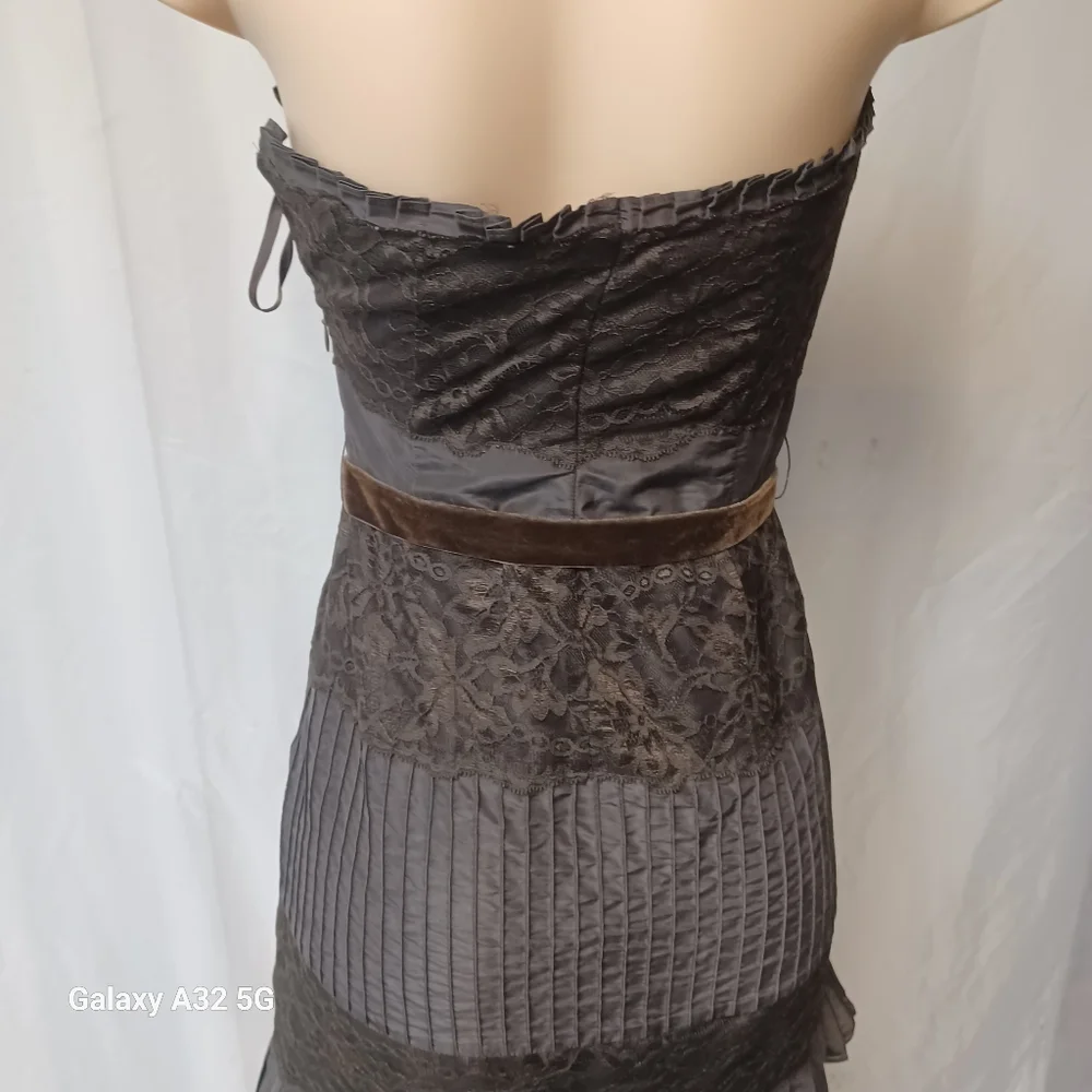 Banana Republic Women Size 4 Brown Strapless Sundress Pleated Cocktail - Picture 8 of 13